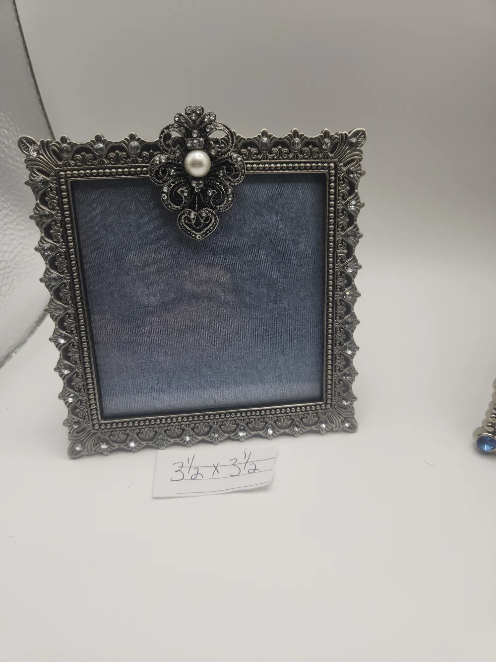 Decorative Blue and Silver Jeweled Photo Frame - Home AccentsSmall 3.5x3.5&3.5×5